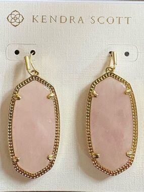 Kendra Scott Blush Pink Gold Elaina-Style Drop Earrings